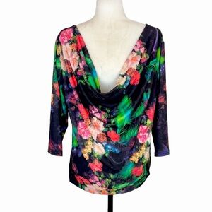 Superstition floral cowl-neck top